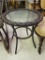 BROWN OUTDOOR WICKER SIDE TABLE WITH GLASS TOP