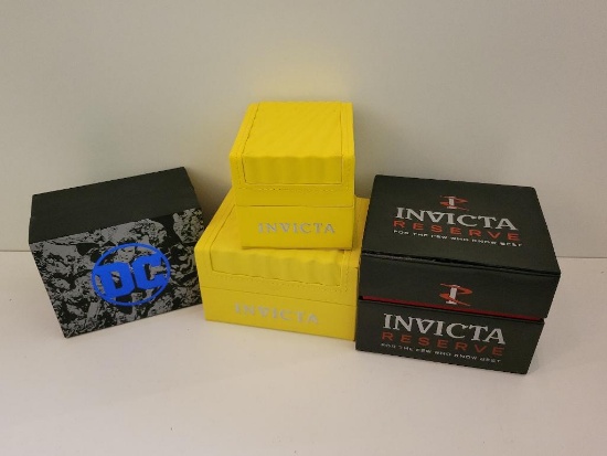 LOT OF FOUR VERY NICE DC AND INVICTA WATCH BOXES - THESE ARE THE BOXES ONLY!