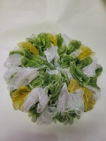 SPRING WREATH MADE WITH WHITE GREEN AND GOLD NETTING GREAT FOR ST. PATTY'S DAY! MEASURES APPROX 19