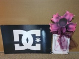 ADVERTISING ITEMS - DC SKATE SHOES SIGN AND A VERA WANG LOVE STRUCK SIGN - TWO ITEMS TOTAL