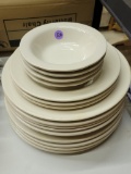 LOT OF HOME LAUGHLIN PLATES AND ANTIQUE BUFFALO CHINA BOWLS - 16 ITEMS TOTAL
