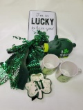 LOT OF ST PATTY'S DAY ITEMS INCLUDING A PIGGY BANK, A WALL SIGN AND MORE!