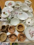 LOT OF MINIATURE TERA COTTA AND CHINA PIECES INCLUDING TEA SET, TEA POTS, BOWLS AND MORE! 36 TOTAL