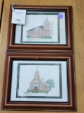 TWO COLORED DRAWINGS - ONE OF ST. MICHALES RIDGE CHRURCH AND ONE OF ST. ALOYSIUS CHURCH LEONARDTOWN