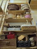LARGE LOT OF BASKETS IN VARIOUS COLORS AND SIZES