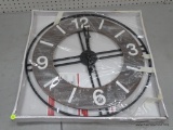 (BAY1 ENT) RUSTIC WOODEN WALL CLOCK. SIMILAR ITEMS RETAIL FOR $20 ONLINE AT AMAZON. ITEM IS SOLD AS