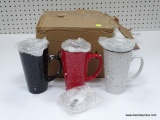 (BAY1 ENTP1) CUTISET CERAMIC COFFEE MUGS WITH LIDS. SIMILAR ITEMS RETAIL FOR $25 ONLINE AT AMAZON.