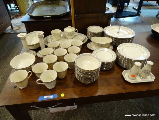 CENTER ROW FRONT- LENOX CHARLESTON PATTERN CHINA SET . SERVICE FOR ELEVEN WITH 15 EXTRA PIECES