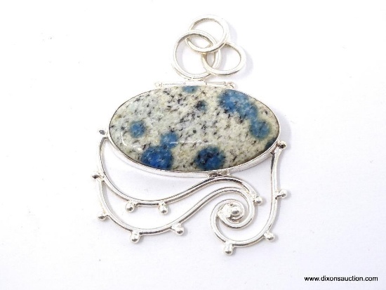 . 925 AAA QUALITY TWO. FOUR K2 BLUE RARE JASPER GEMSTONE PENDANT NEW SUGGESTED RESALE PRICE $79. 925