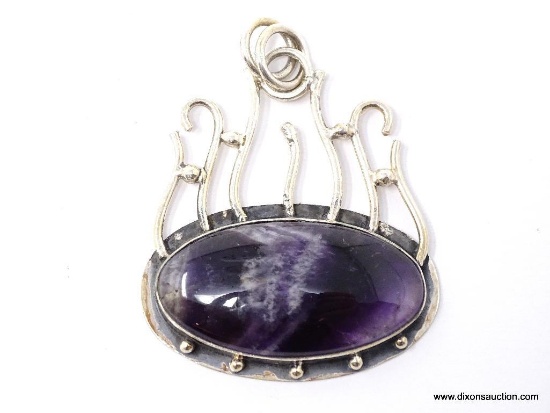 .925 TO .4 INCH AAA GORGEOUS CHEVRON AMETHYST LARGE GEMSTONE PENDANT NEW SUGGESTED RETAIL PRICE