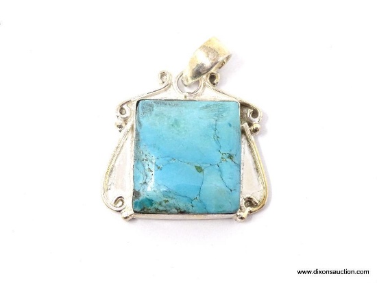 .925 1.56 INCH GORGEOUS DETAILED HANDMADE TURQUOISE PENDANT NEWS SUGGESTED RETAIL PRICE $79