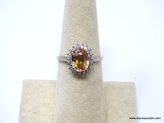 .925 AAA GORGEOUS 2 CT FACETED GOLDEN TOPAZ WITH WHITE TOPAZ; SIZE 6.75; NEW! SRP $59.00
