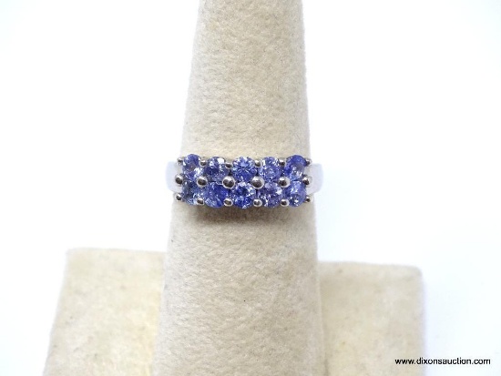 .925 AAA TOP QUALITY UNHEATED 2 ROW TANZANITE BLUE VIOLET; SIZE 6.75; NEW! SRP $225.00