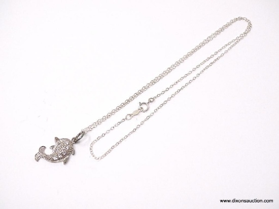 .925 STERLING SILVER LADIES DOLPHON PENDANT ON 18" CHAIN; 1.8 GM