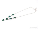 .925 STERLING SILVER LADIES 3 CT EMERALD NECKLACE ON 18