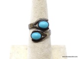 .925 STERLING SILVER LADIES VINTAGE TURQUOISE RING 7 1/2; 4.3 GM