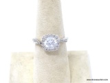 .925 STERLING SILVER LADIES 1 CT ENGAGEMENT RING 7 1/2; 2.9 GM