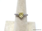 .925 STERLING SILVER LADIES 2 1/2 CT CITRINE AND DIAMOND RING 7 1/4; 2.9 GM