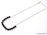 .925 STERLING SILVER LADIES 22 CT BLACK SAPPHIRE NECKLACE 18
