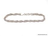 .925 STERLING SILVER LADIES 3MM ROPE BRACELET 7.4 GM