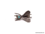 .925 STERLING SILVER LADIES DRAGONFLY TURQUIOSE BROOCH; 4.9 GM