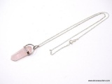 .925 STERLING SILVER LADIES 10Q CT ROSE QUARTZ PENDANT ON 16