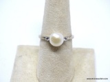 .925 STERLING SILVER LADIES 5 MM PEARL RING 8 1/4; 2.1 GM