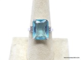 .925 STERLING SILVER LADIES 10 CT BLUE TOPAZ RING 8 1/4