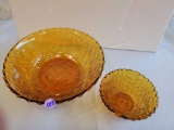 1950'S INDIANA GLASS AMBER CHIP AND DIP SET