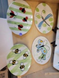 SET OF FOUR CERAMIC HAND PAINTED SNACK PLATES