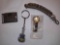 ASSORTED LOT OF MISC KEYCHAINS TO INCLUDE A MINI HARD ROCK CAFE GUITAR, MINI HOHNER HARMONICA, ETC.