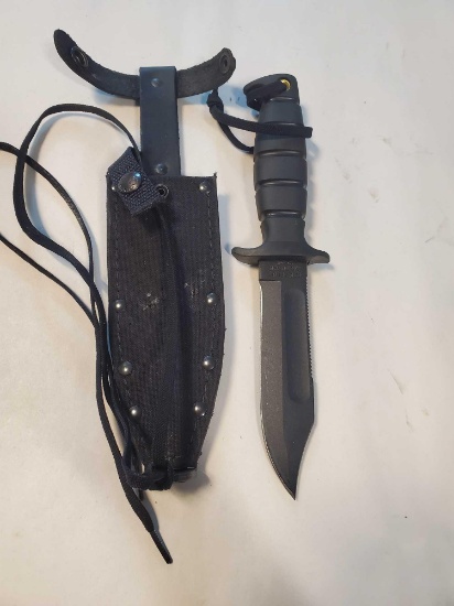 Ontario SP2 Air Force Survival Knife Fixed 5.5" Sawback Blade, Kraton Handle, Nylon Sheath - 8680