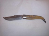 ALBACETE PENKNIFE, METAL AND YELLOWISH RESIN, OPENED IS APPROXIMATELY 8 1/2 INCHES LONG, CLOSED IS