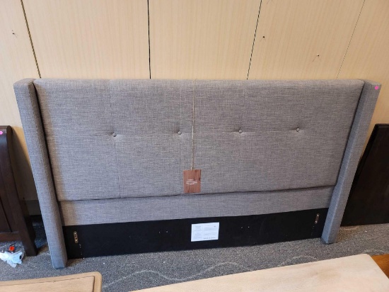MODUS GRAY UPHOLSTERED MADELINE KING SIZE HEADBOARD; RETAILS FOR $499.99; MEASURES 84 X 6.5 X 51