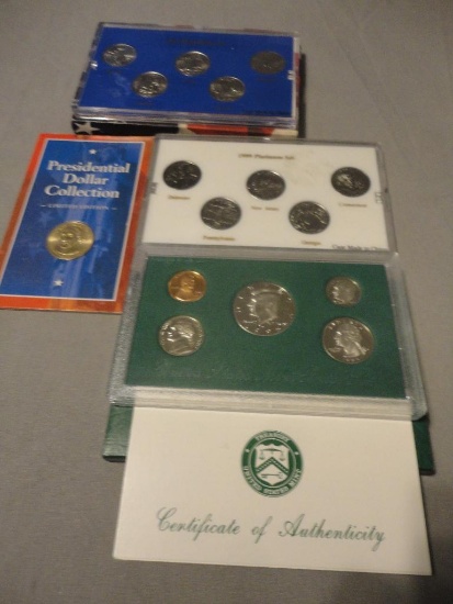 PRESIDENTIAL DOLLAR COLLECTION, 1999 PLATINUM STATE QUARTERS, 2003 PHILADELPHIA MINT QUARTER