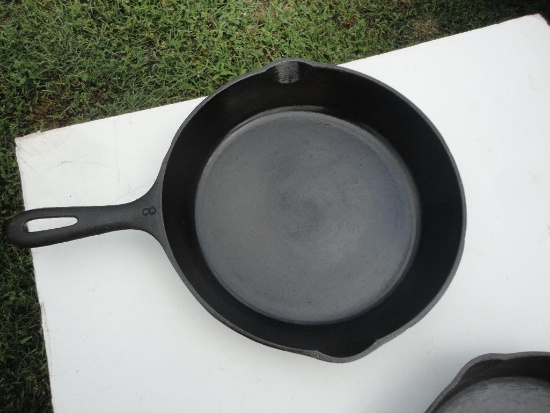 10.5 INCH CAST-IRON SKILLET NO 8 ALL ITEMS ARE SOLD AS IS, WHERE IS, WITH NO GUARANTEE OR WARRANTY.