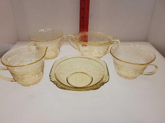 RARE PALE YELLOW DEPRESSION GLASS LOT