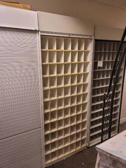 Back Hall of Optical office - a Standard brand medical/optical organization cabinet with inside