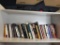 BOOK SHELF LOT. INCLUDES BOOKS EVERY DAY I FIGHT BY STUART SCOTT, RICH DAD/POOR DAD AND WHO MOVED MY