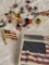 (SC) AMERICA PROUD LOT. LOT INCLUDES AMERICAN FLAG CARDS AND STICKERS, KEYCHAIN, EARRINGS AND PINS.