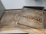 HASBRO GAMES RUSTIC EDITION MONOPOLY AND SCRABBLE GAMES. IS SOLD AS IS WHERE IS WITH NO GUARANTEES
