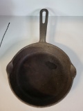 LAVEC #9 CAST IRON SKILLET. IS SOLD AS IS WHERE IS WITH NO GUARANTEES OR WARRANTY, NO REFUNDS OR
