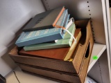6 PIECE LOT. INCLUDES 5 BLANK JOURNALS AND A FILE FOLDER HOLDER. IS SOLD AS IS WHERE IS WITH NO