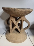 AFRICAN HANDMADE STOOL FROM THE SHONA TRIBE. MEASURES APPROX. 9 IN. IS SOLD AS IS WHERE IS WITH NO