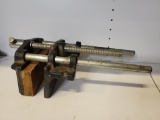 HEAVY DUTY WOODWORKING OR BOOKBINDING VISE GRIP. IS SOLD AS IS WHERE IS WITH NO GUARANTEES OR