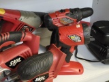 SKIL SET. INCLUDES 18 VOLT DRILL, SAW ZAW, BATTERY AND MORE. IS SOLD AS IS WHERE IS WITH NO