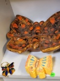 BUTTERFLY LOT. TO INCLUDE A BUTTERFLY ASHTRAY, KEYCHAIN AND TRINKET BOX. IS SOLD AS IS WHERE IS WITH