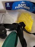 RAIN PONCHO AND WATER BOTTLE. IS SOLD AS IS WHERE IS WITH NO GUARANTEES OR WARRANTY, NO REFUNDS OR