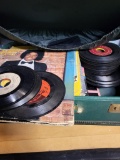 SUITCASE FILLED WITH VARIOUS ALBUMS AND 45S. TO INCLUDE MICHAEL JACKSON OFF THE WALL, THE MOODYS,