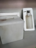 KASSATEX ALABASTER DESIGN TISSUE HOLDER AND LOTION DISPENSER. THEY RETAIL FOR OVER $200. HEAVY